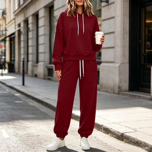 Mifsaly Womens Sweatsuits 2 Piece Set Lounge Matching Sweatsuit Loose Fit Casual Hoodies And Workout Jogger Pants with Pockets