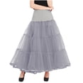 thumbnail image 2 of Womens A-Line Mesh Long Skirts 1950s Vintage Petticoats Skirts Wedding Half Slips Underskirt Layered Mesh Tulles Skirt Gray S, 2 of 8