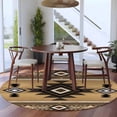 thumbnail image 5 of 6ft Washable Round Rug, Southwest Ethnic Style Non-Slip Circle Area Rug for Living Room Bedroom, Brown Tribe Retro Geometric Indoor Floor Mat for Home Decor, 5 of 9
