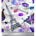 thumbnail image 1 of Soimoi Rayon Crepe Fabric Eiffel Tower,Floral & Wine Glass Fashion Printed Fabric 1 Yard 46 Inch Wide, 1 of 1
