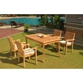 thumbnail image 3 of Grade-A Teak Dining Set: 4 Seater 5 Pc: 60" Rectangle Table And 4 Leveb Stacking Arm Chairs Outdoor Patio WholesaleTeak #51LV1305, 3 of 6