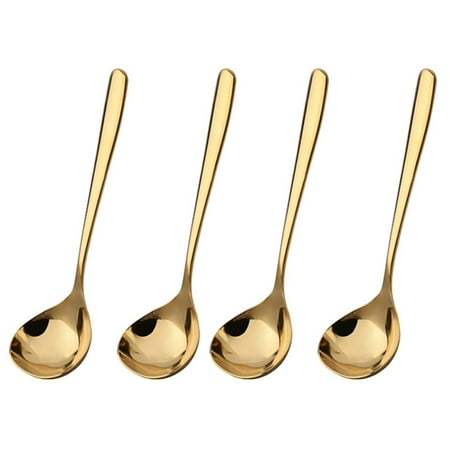 

Stainless Steel Mini Ladle 1/2/4pcs Sauce Gravy Spoon with Smooth Surface Polished Deep Serving Soup Spoon 7.9/6.7inch Gold 4 Pieces Large-20cm