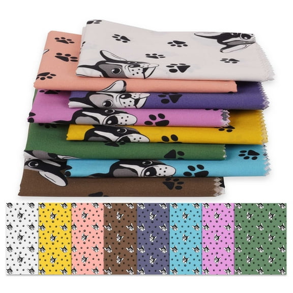 Soimoi 8 Pc Fat Quarter Bundle,DogPrint 18"x 22"DIY Patchwork-100% CottonPre-Cut Quilting Fabric Multicolor