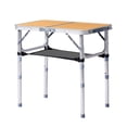 thumbnail image 2 of Hassch Height-Adjustable Folding Camping Table with Mesh Shelf, 2FT Portable Lightweight Aluminum Outdoor Utility Table with Carry Handle for Beach, Picnic, BBQ, Patio & Travel (Wood Grain), 2 of 10