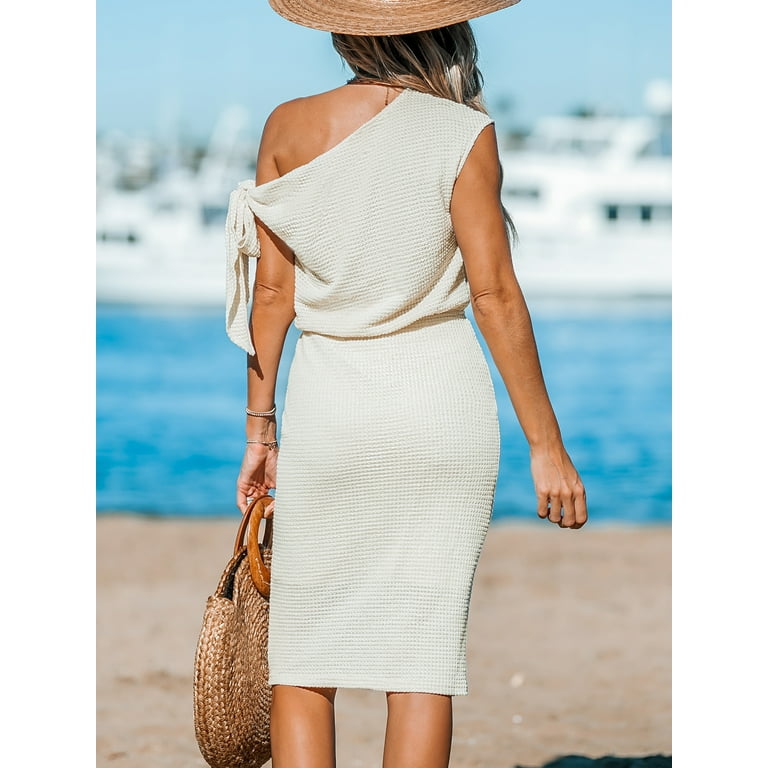 Off the shoulder midi dress casual hotsell