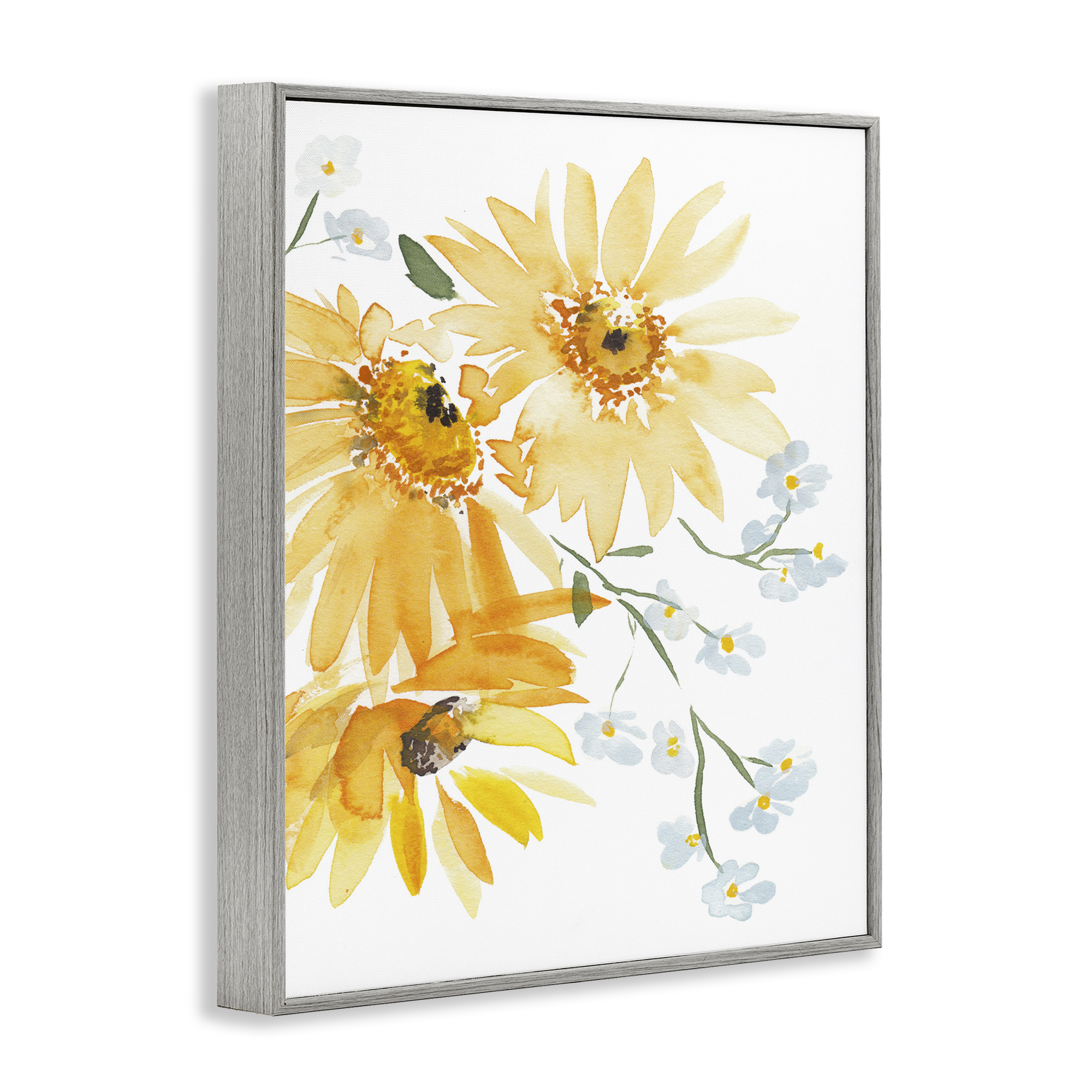 Stupell Industries Modern Yellow Daisies Botanical & Floral Painting Gray Framed Art Print Wall Art, 24 x 30