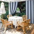 thumbnail image 4 of Outdoor Curtains for Patio Waterproof, Navy Blue Windproof Pravicy Outside Porch Blackout Curtain, Modern White Geometric Vertical Stripes Sun Blocking Grommets Curtains for Cabana 2 Panels 54"x84", 4 of 9