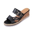 thumbnail image 2 of Samdudou Wedge Sandals for Women Perforated Two Strap Cork Espadrille Open Toe Buckle Summer Casual Beach Vacation Ladies Dressy Jute Wrapped Footwear, 2 of 9