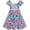Blue, variant on Girls Dress Turn-Down Collar Striped Blooming Rose Flower 4