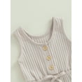 thumbnail image 6 of Musuos Toddler Girls Boys Short Playsuit 6M 12M 18M 24M 3Y 4Y Solid Color Crew Neck Sleeveless Jumpsuits Summer Casual Romper, 6 of 10