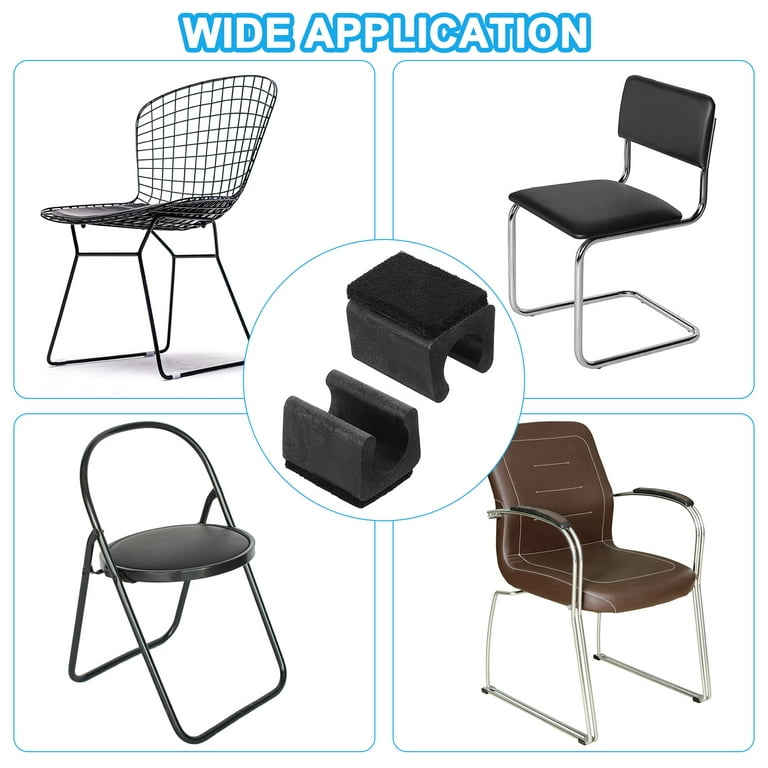 40 Pcs Black Plastic U-Shaped Chair Leg Sliders - 12mm Diameter, Non-Slip Furniture Floor Protectors