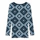 thumbnail image 4 of Mujeres Casual Tribal Wind Impreso Manga larga O-cuello Pullover Blusa Camiseta Tops Pompotops  FGAJ1339, 4 of 5