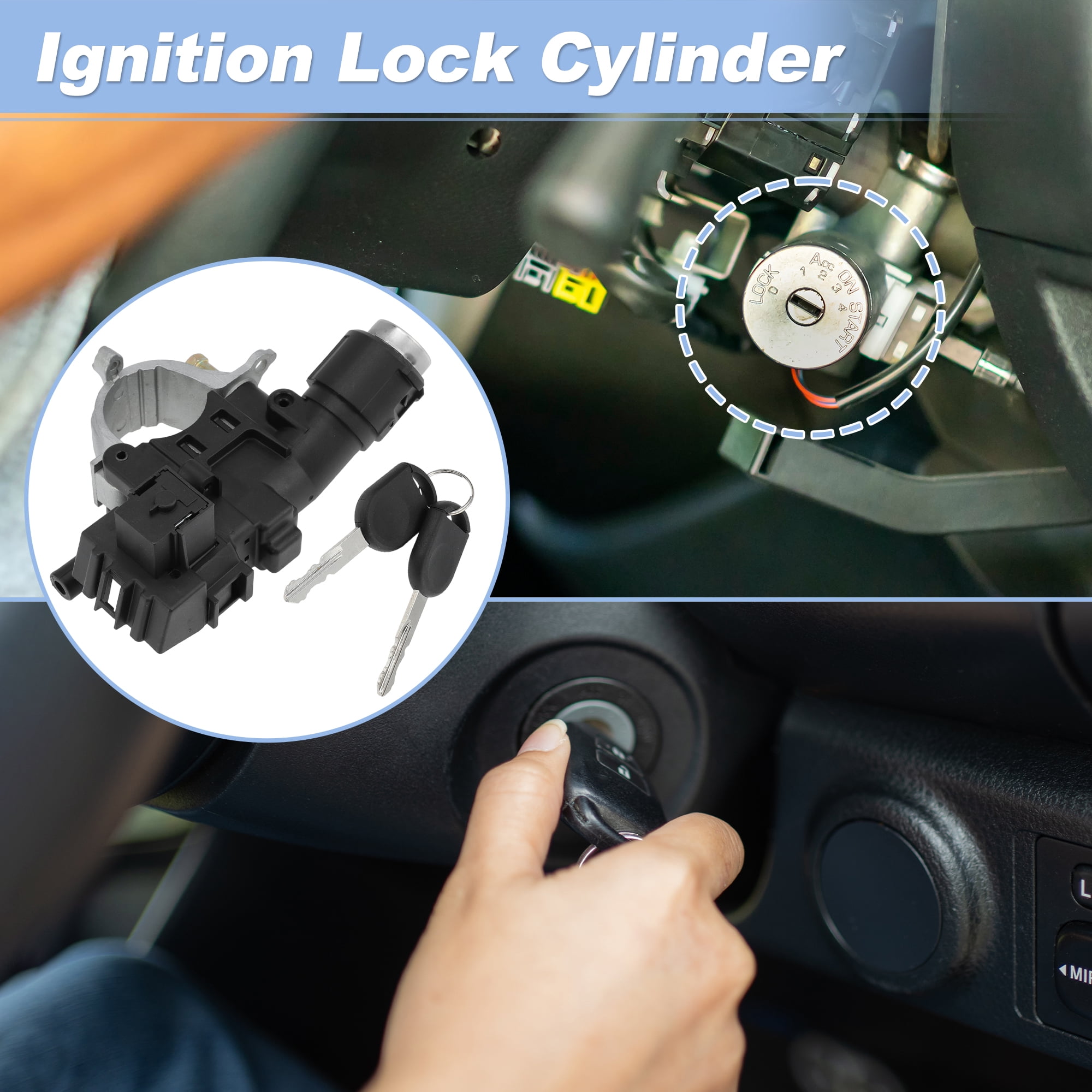 Unique Bargains No.989-019/9L8Z3511A Ignition Lock Cylinder for Ford Escape 2008-2012 for Ford Focus 2009-2011 Ignition Switch Cylinder Barrel Lock with 2 Key