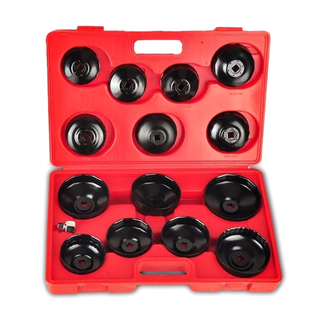 Juego de herramientas de llave de tapa de filtro de aceite de 15 piezas Juego de llaves de vaso