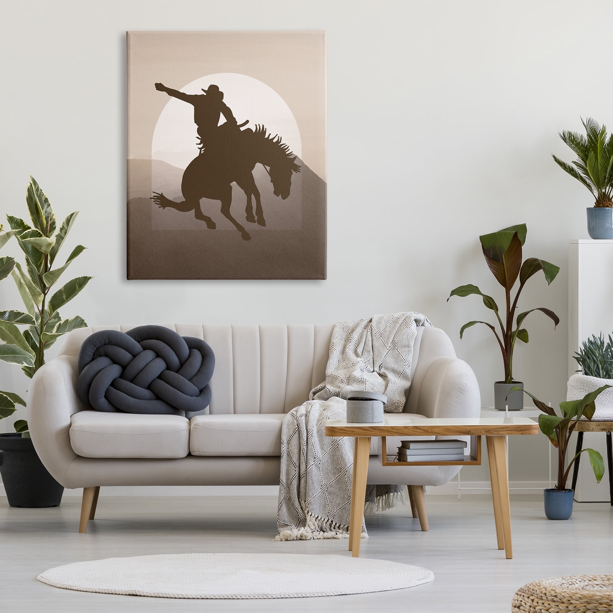 Stupell Industries Modern Cowboy Silhouette Animals & Insects Painting Gallery Wrapped Canvas Art Print Wall Art, 36 x 48