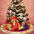 thumbnail image 3 of Falda de árbol de Navidad roja con borde de volantesdelantal de árboldecoración de adorno de tela dorada Ndcxsfigh Nuevos Originales, 3 of 6