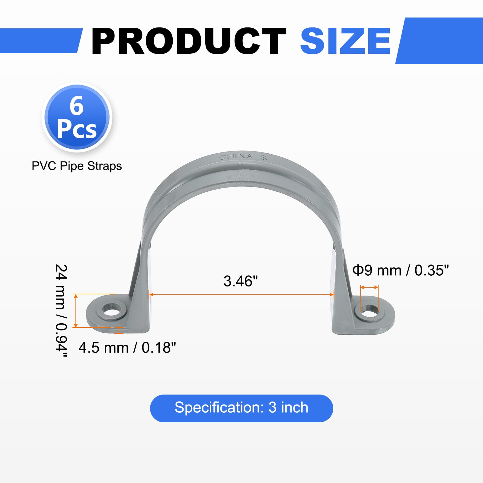 Uxcell 1/2 Inch Pipe Straps, 6Pcs Plastic Conduit Clamps Double Hole U Shaped Strap Clamp for Pipe Tube Cable Fixing