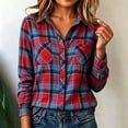 thumbnail image 5 of Cmtiyu Plaid Shirts for Women, Baggy Long Sleeve Down Collar Button Flannel Shirts, Casual Womens Tops with Pockets, S-2XL, 5 of 7