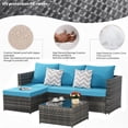 thumbnail image 3 of Aukfa Outdoor Patio Furniture Set - L shape Wicker Sectional Sofa with Coffee Table - Light Blue Cushions, 3 of 9
