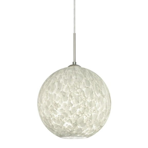 1JT-COCO1219-SN-Besa Lighting-Coco 12-One Light Cord Pendant-11.75 Inches Wide by 11.5 Inches High-Satin Nickel Finish-Carrera Glass