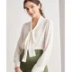 thumbnail image 2 of Nueva camisa coreana para mujer, camisa de manga larga con cuello de lazo, de seda auténtica morera pesada, blusas blancas, camisas elegantes de seda de alta calidad, 2 of 4