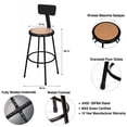 thumbnail image 2 of Hampden Furnishings Flynn 30" Masonite/Steel Science Stool with Backrest, Black, 2 Pack, 2 of 7