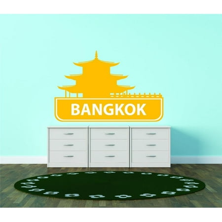 Custom City Wall Map - Custom Wall Decal Bangkok Thailand United States Major City Geographical Map Landmark - Vinyl Wall - 24x30