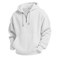 thumbnail image 5 of Quarter Zip Hoodie for Men Long Sleeve Waffle Textured Sweatshirt with Hooded Drawstring Casual Oversized Workout Pullover Tops Cozy Sport Top Commute Lounge Wear Outerwear, 5 of 8