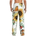 thumbnail image 3 of Uemuo Sunflowers Leaves And Birds Pattern Men's Wide Leg Palazzo Lounge Pants with Pockets Light Weight Loose Comfy Casual Pajama Pants-Medium, 3 of 9