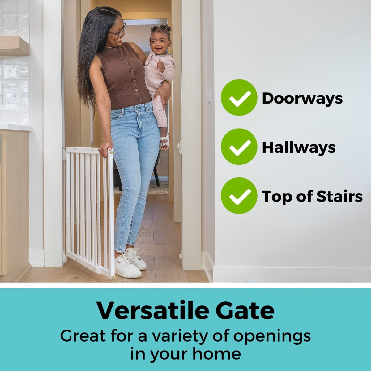Toddleroo by North States LuxeCraft Wooden Baby Gate, White
