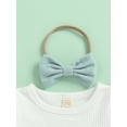 thumbnail image 5 of Biekopu Newborn Baby Three Piece Set, Fly Sleeve Round Neck Shirt Suspender Ruffle Shorts Elastic Matching Headband, 5 of 9