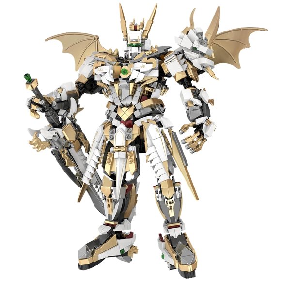 HIGH GODO Hero Mech Building Blocks Set for Adults,Golden Armor Robot Model Building Kit with Classic Swords, Hard Core Chinoiserie Style Collectible Ninja G