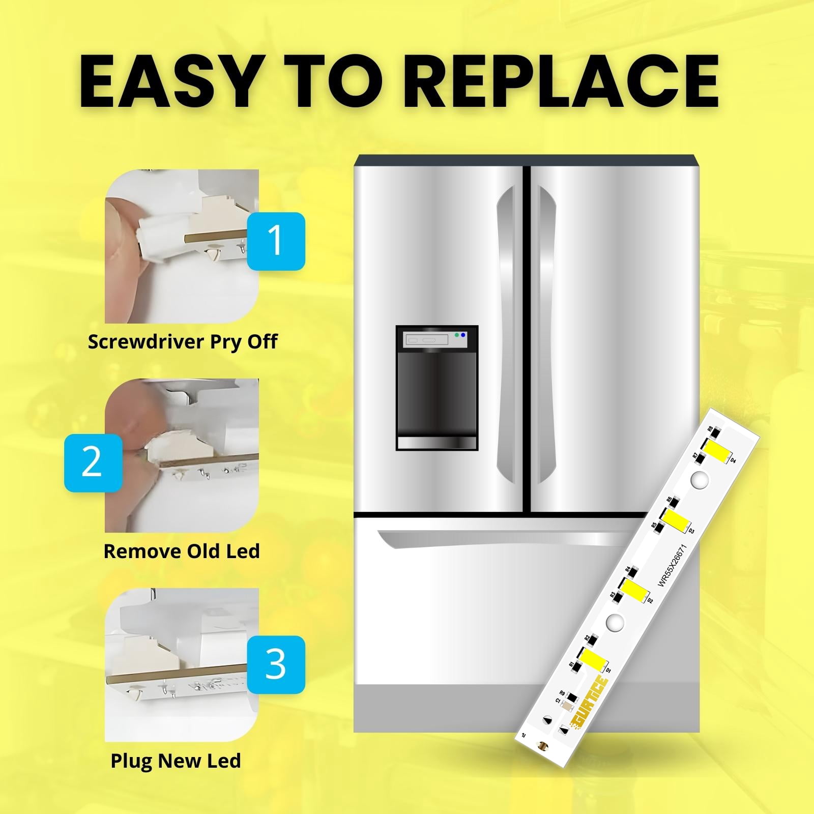 New Upgraded 4 Pack WR55X26671 PS11767930 AP6035586 Led Light Board Compatible for GE Refrigerator Replace 4468532 EAP11767930 LED3344588