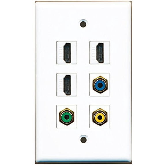 RiteAV - 3 HDMI 1 Port RCA Yellow 1 Port RCA Green 1 Port RCA Blue Wall Plate