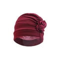 thumbnail image 2 of keepw Polyester Ladies Turban Washable Solid Color Stylish Traditional Cap Office Shopping Head Wrap Headband Bonnet Grey Wine Red, 2 of 6