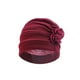 thumbnail image 2 of Minnieouse Poliéster Damas Turbante Lavable Color sólido Elegante Gorra tradicional Oficina Compras Head Wrap Diadema Bonnet Sombreros Vino rojo, 2 of 6