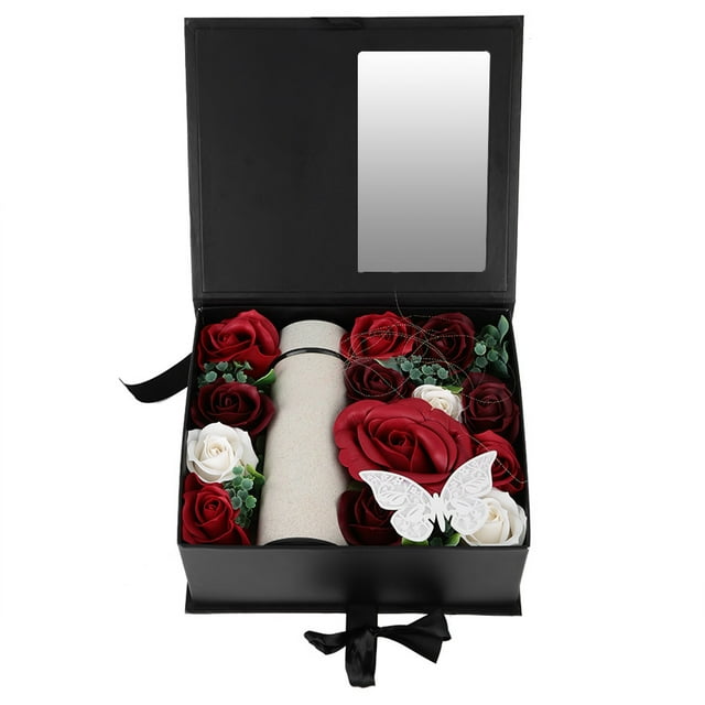 Regalo único hecho a mano en forma de delicada flor con caja de regalo Dispensador de jabón romántico con pétalos de rosa