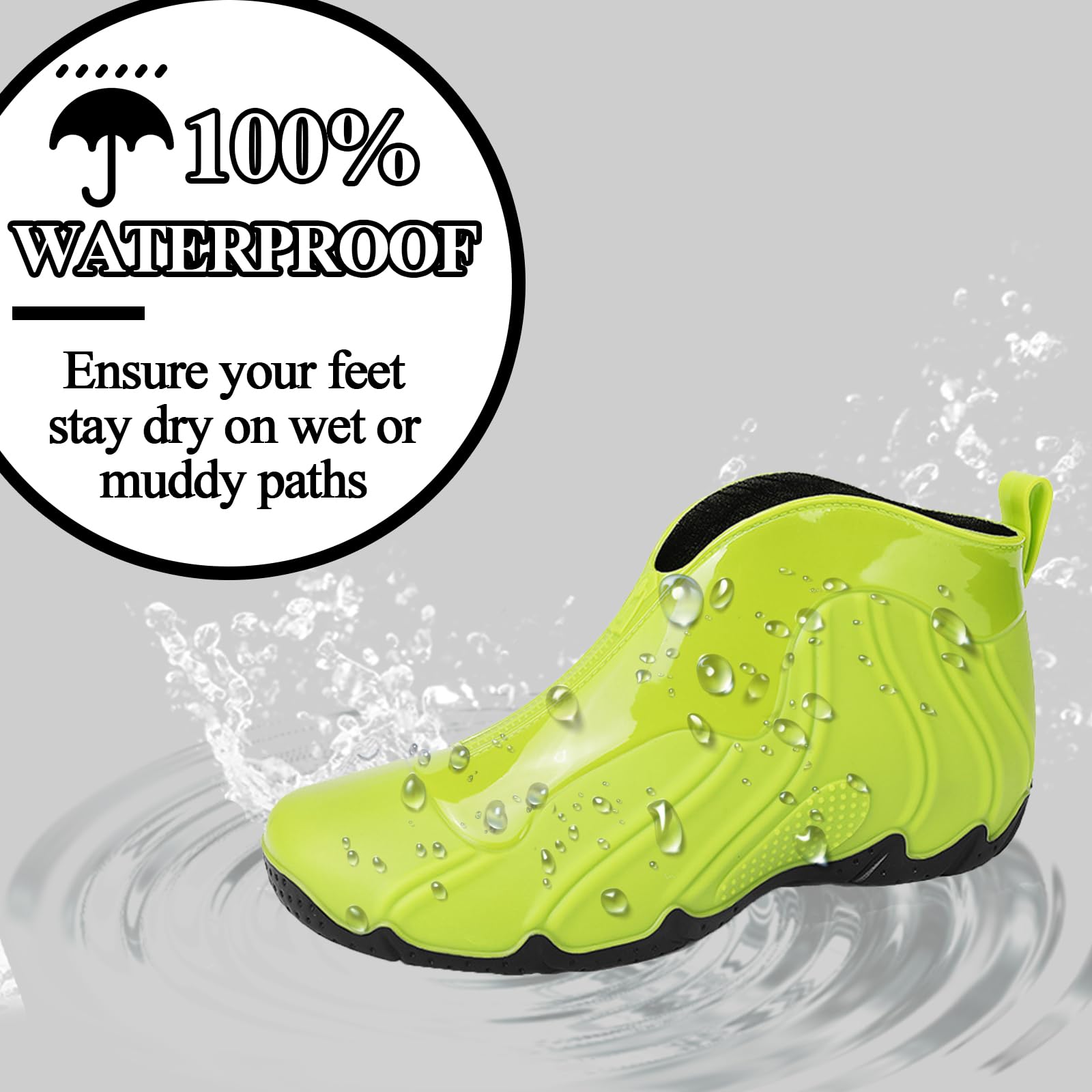 AUXDIQ Rain Boots Men Short Ankle Waterproof Rain Shoes Outdoor Garden Shoes