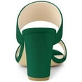 thumbnail image 2 of BLISSFUL STEP Women's Open Toe Chunky High Heel Slide Sandals Green 7, 2 of 6
