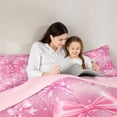 thumbnail image 4 of Manfei Girls Personalized Gifts 7 Pieces Bedding Comforter Set,Pink Letter C Full Bedding Set,Chic Bow Knot Ribbon Fitted Sheet Flat Sheet For Princess,Lightweight Room Decoration Reversible, 4 of 8