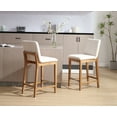 thumbnail image 4 of Guyou 26" Counter Height Bar Stools Set of 4, Modern Linen Upholstered Barstools, Rustic Farmhouse Wooden Kitchen Island Chairs with Backrest and Footrest for Dining Room Home Bar Patio Club, Beige, 4 of 10