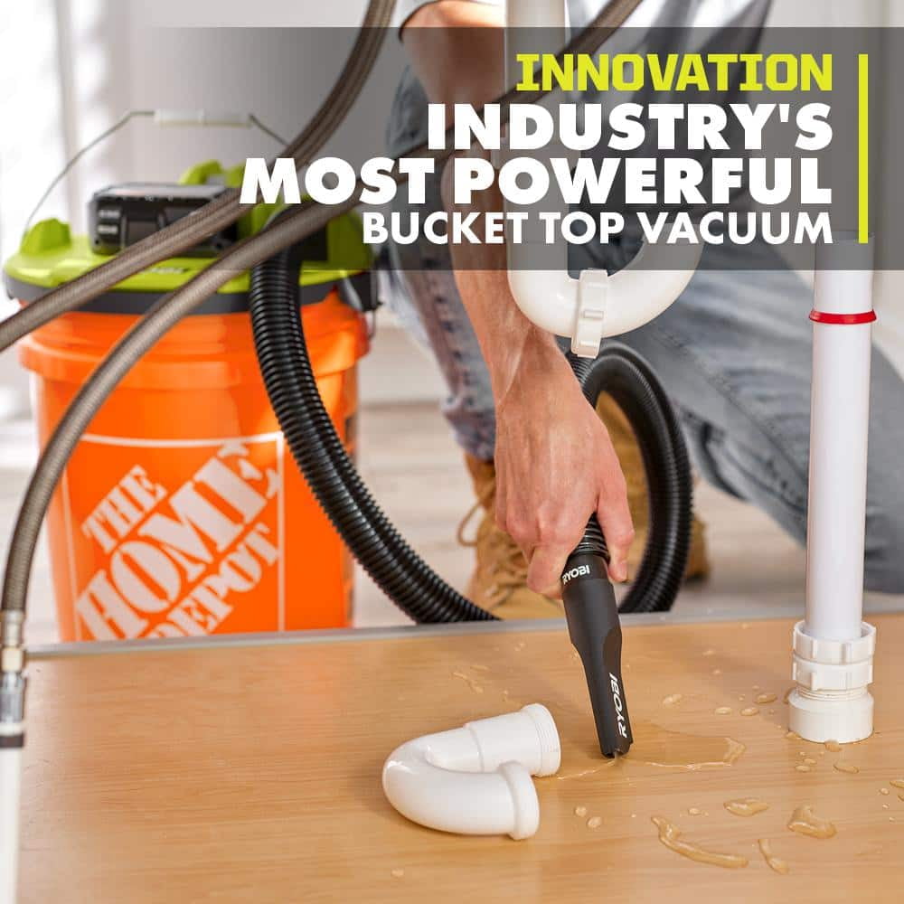 ONE+ 18V Cordless 5 Gal. Bucket Top Wet/Dry Vacuum (Tool Only) with 1/4 in. Hose and Crevice Tool