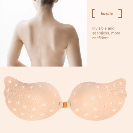 Butterfly shape Edges Strapless Invisible Bra Hole Ventilation Breast Gather Push Up Self-Adhesive Backless Bra, Backless Bra, Invisible (The Best Breast Shape)