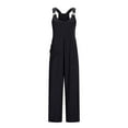 thumbnail image 5 of pstuiky Wide Leg Jumpsuits for Women Dressy Solid Color Sleeveless V-Neck Casual Romper with Pockets Casual Loose Adjustable Straps Women Overalls Trendy Summer Outfits Clothes, 5 of 7