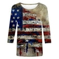 thumbnail image 4 of POTETI 4th of July Shirt Women Independence Day Vacation 3/4 Sleeve Crew Neck Star Print Tee Shirts Tops, 4 of 4