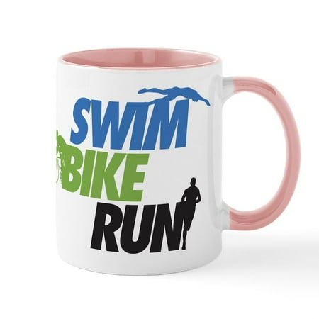 

CafePress - Swim Bike Run Mug - 11 oz Ceramic Mug - Novelty Coffee Tea Cup