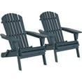 thumbnail image 1 of FDW 2 Pack Folding Adirondack Chair Wood Porch Chair Weather Resistant Lawn Chair Pinewood Patio Chairs with Wood Texture for Patio Garden Lawn Backyard Deck Pool Beach Firepit,Navy Color, 1 of 7