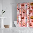thumbnail image 2 of Halloween Shower Curtain with Ghost Pumpkin Bat Spider Web, 72x72 Inch Waterproof Bathroom Decor - Orange Black Purple Spooky Theme with Hooks, 2 of 6
