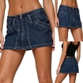thumbnail image 2 of Npasoilc Low Waist Walking Pocket Denim Mini Skirt for Women Zipper Casual Jean Half Skirt, 2 of 8