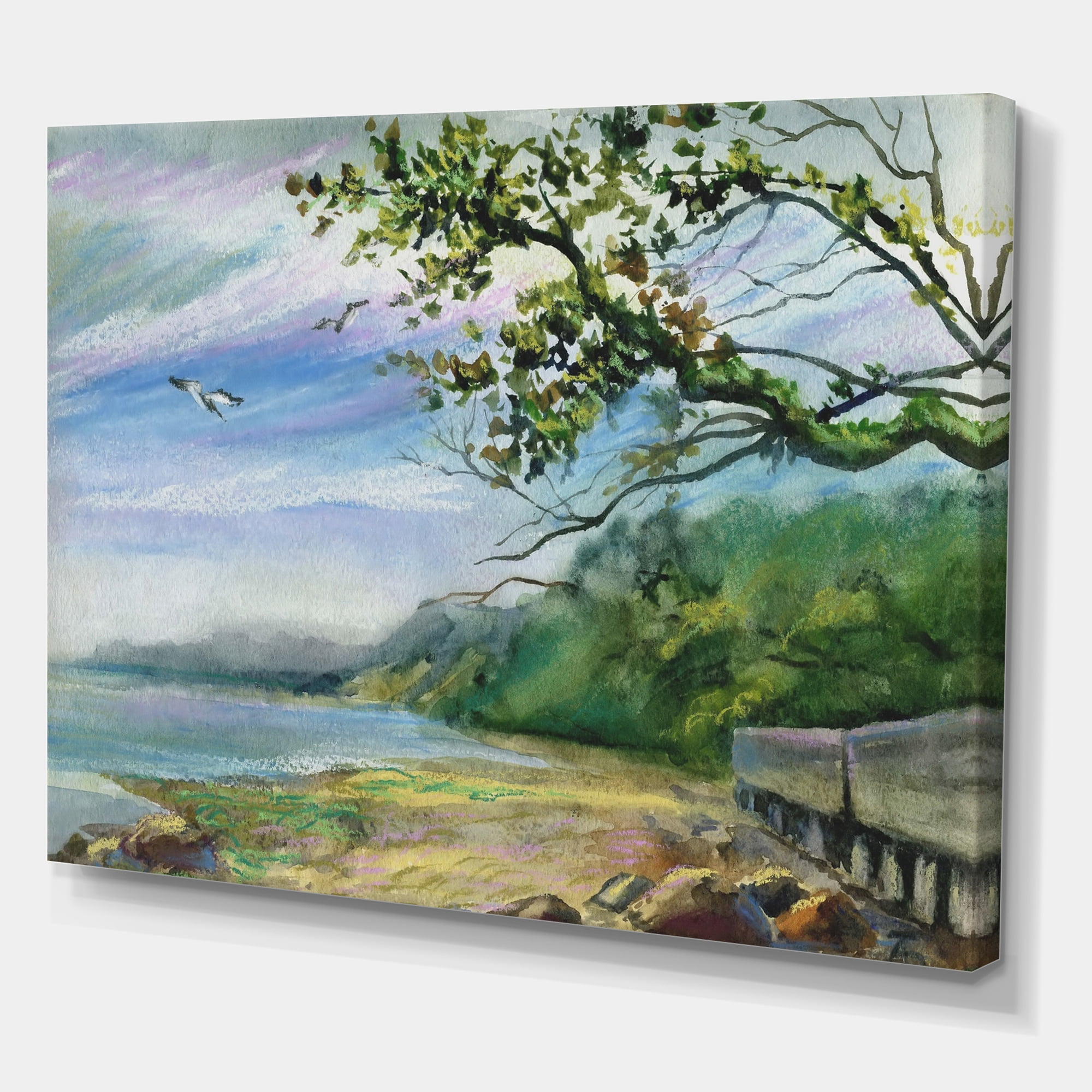 Designart ' Green Coast of The Baltic Sea ' Nautical & Coastal Canvas Wall Art Print
